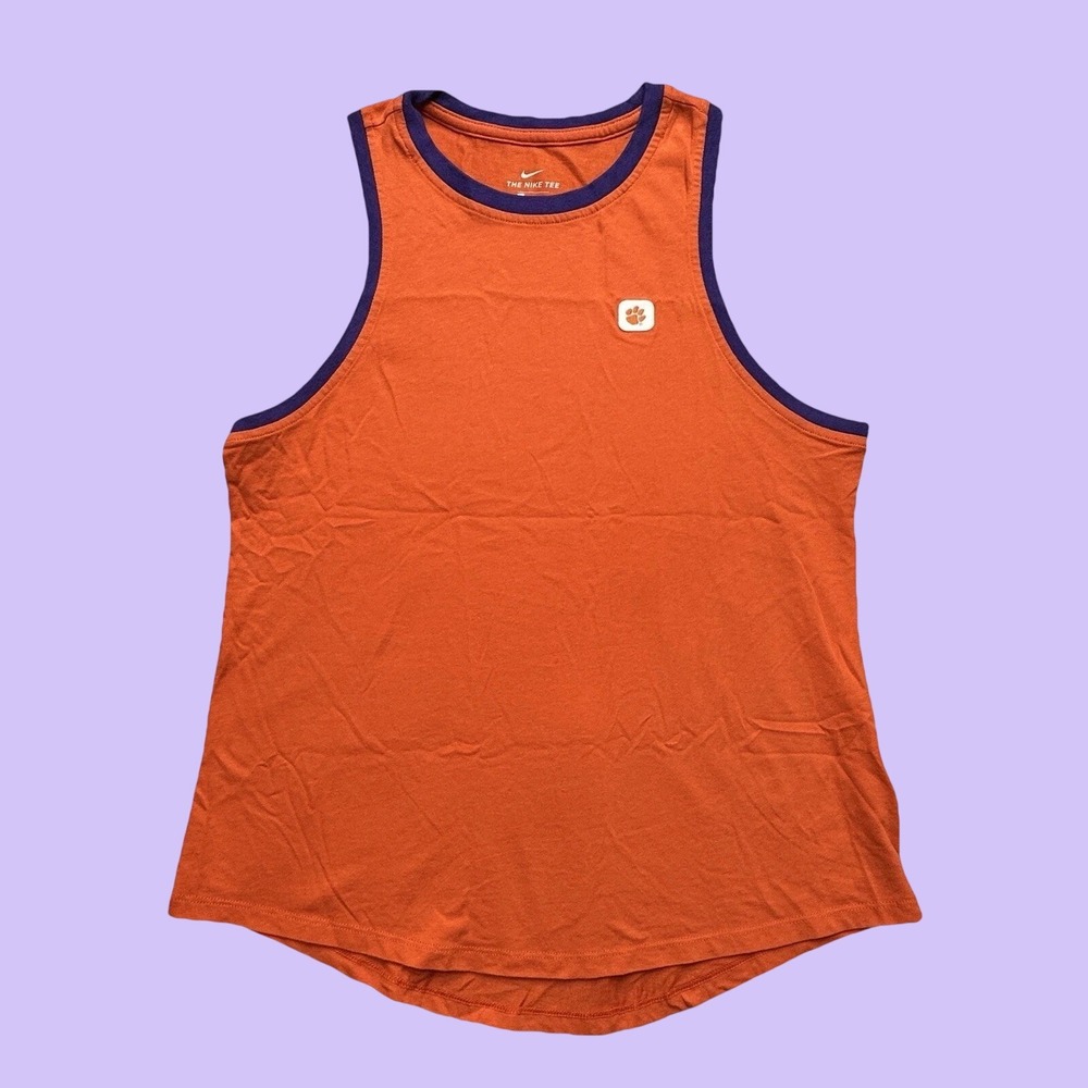 Nike Tank Top Womens S Orange Clemson Tigers Dri-FIT Sleeveless Logo Athletic